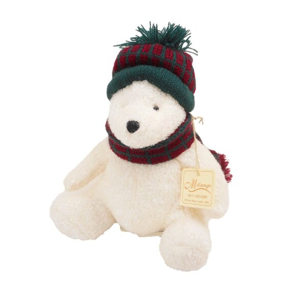 Marcel Schurman Plush Polar Bear Toy in Winter Hat and Scarf Holiday Christmas - Picture 1 of 8
